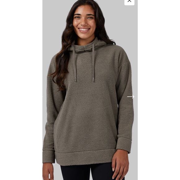 32 Degrees Heat Sherpa Hoodie Size L Sweatshirt Tunic Soft Cozy Pullover Brown - Picture 2 of 12